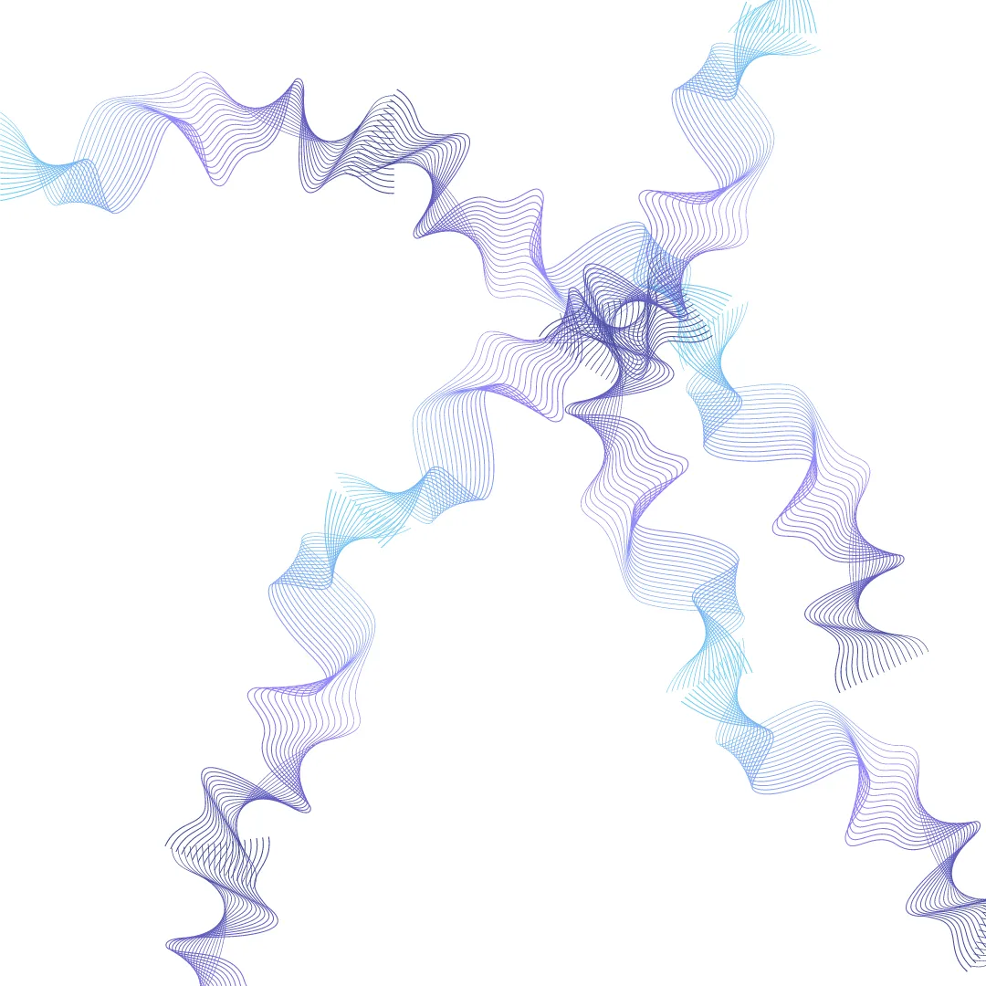 Drei Parabelförmige Wellenlinien die sich gegenseitig überschneiden.